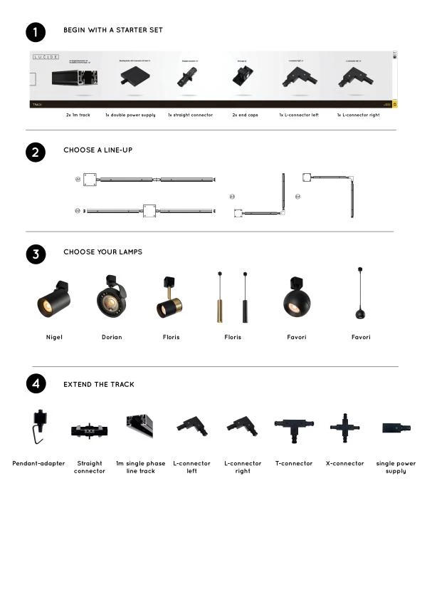 Lucide TRACK NIGEL Spotlight - 1-phase Track lighting / System - 1xGU10 - Black (Extension) - detail 9